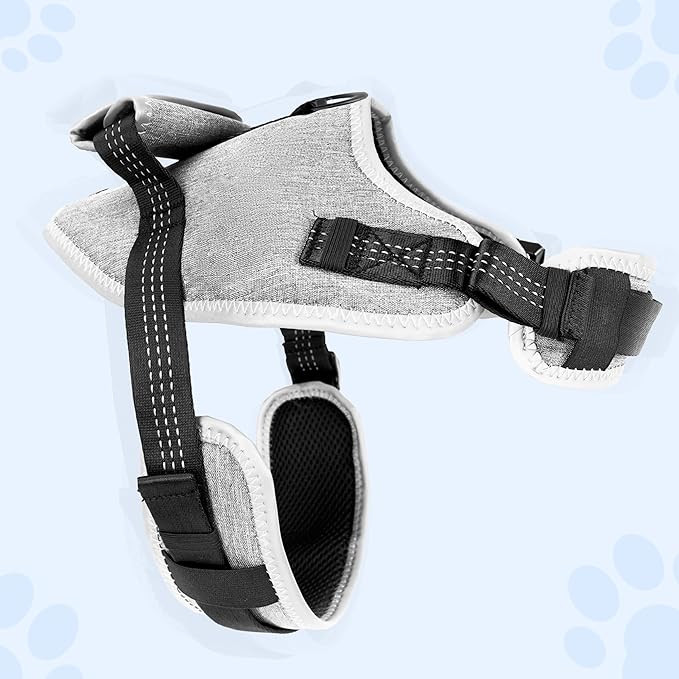Reflective Tactical Vest Harness, Heavy-Duty for Large Dogs, Adjustable with Handle, Ideal for Training, Hunting, Walking - Grey, Large.