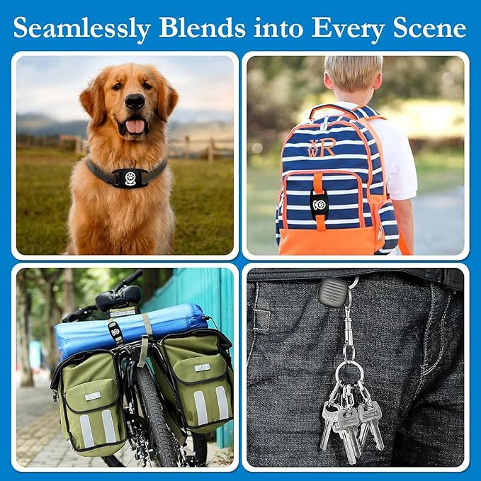 Pet Tracker for Dog, Dog Tracker Smart Pet Location Tracker with Holder, Smart Item Finder, MFi Certificated Dog Tracking Device, No Monthly Fee, Works with Find My - iOS Only - Black Case