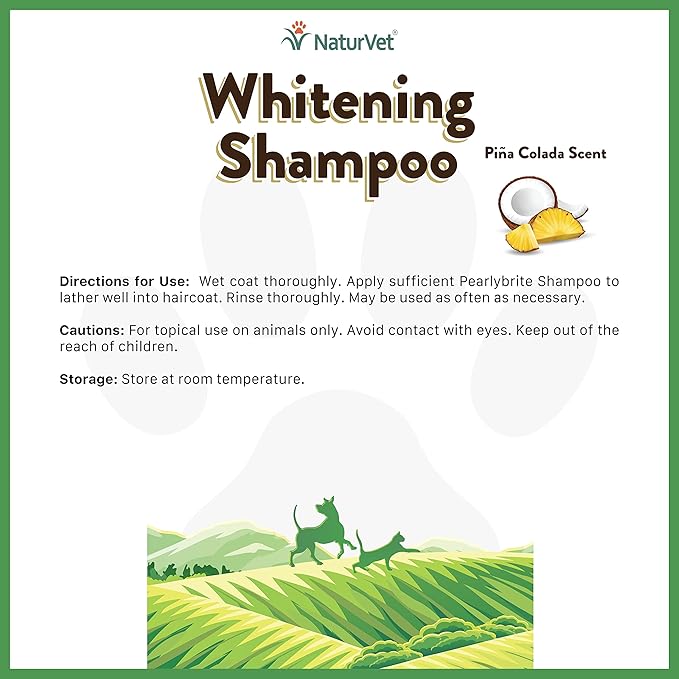 NaturVet Whitening Shampoo with Colloidal Oatmeal for Dogs & Cats 12 oz