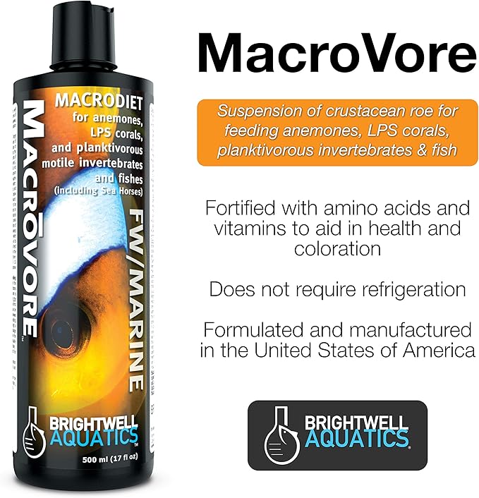 Brightwell Aquatics Macrovore - Food for Anemones, LPS Corals & Planktivorous Motile invertebrates & Fishes, 2 Liter