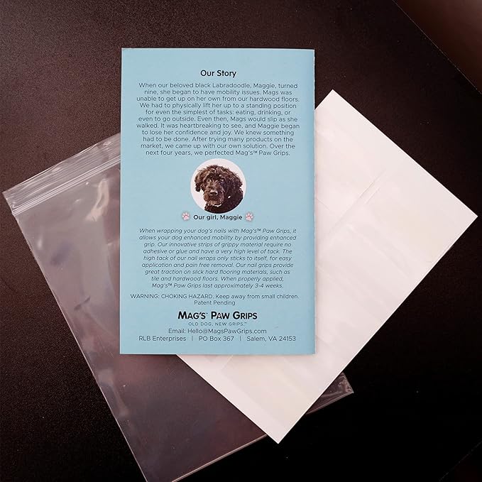 Mag's Paw Grips - Toe Grips for Senior Dogs - Anti-Slip Traction on Hardwood Floors - Nail Wraps for Large Dogs (Over 100lbs)