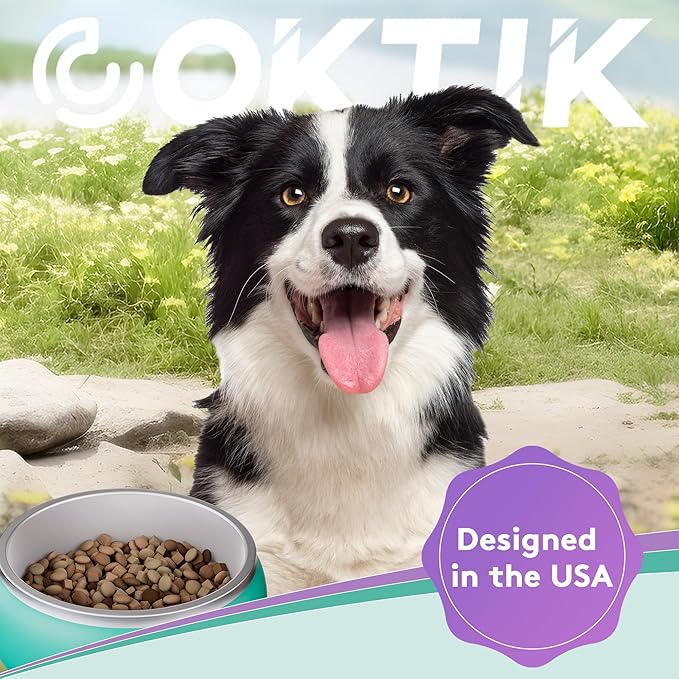 COKTIK Dog Bowl, Insulated Stainless Steel Food Bowls for Dogs & Cats, Non-Slip Dog Bowls Water Bowl Large Breed, Easy to Clean, Durable and Dishwasher Safe (64oz, Silver)