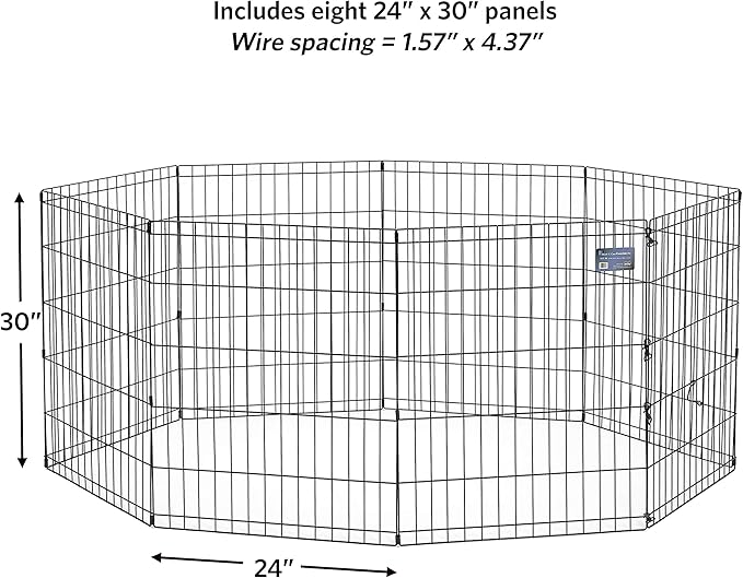 MidWest Homes for Pets Dog Exercise Pen & Playpen, 24" W x 30" W, No Door, Black