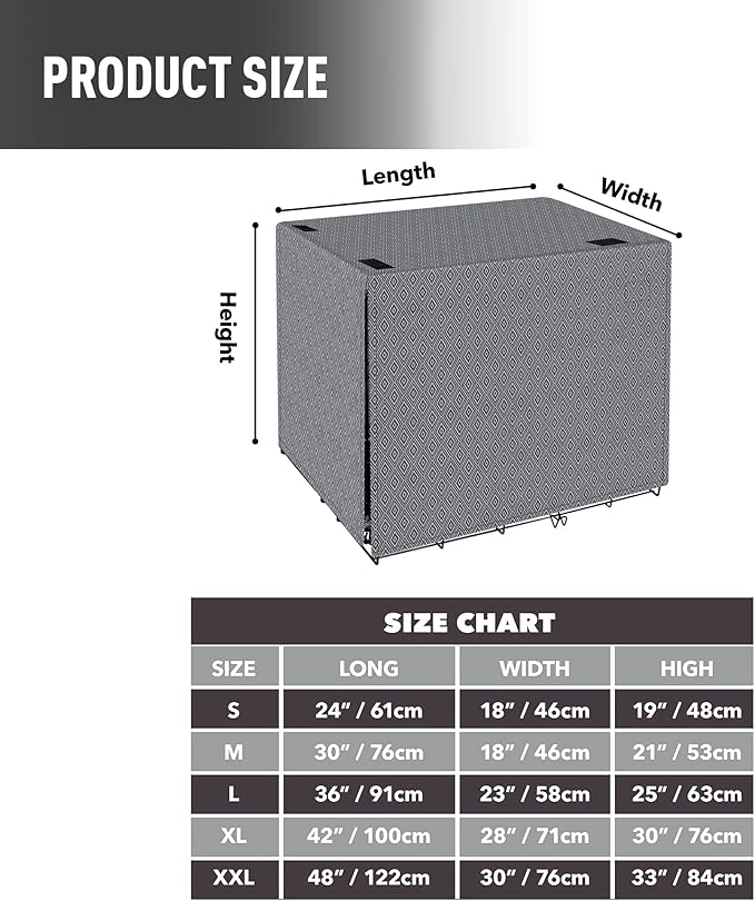 Dog Crate Cover for Wire Cages 36 Inch Indoor Breathable Polyester Pet Kennel Cover Machine Wash & Dry Double Door Lagre (Cover Only)
