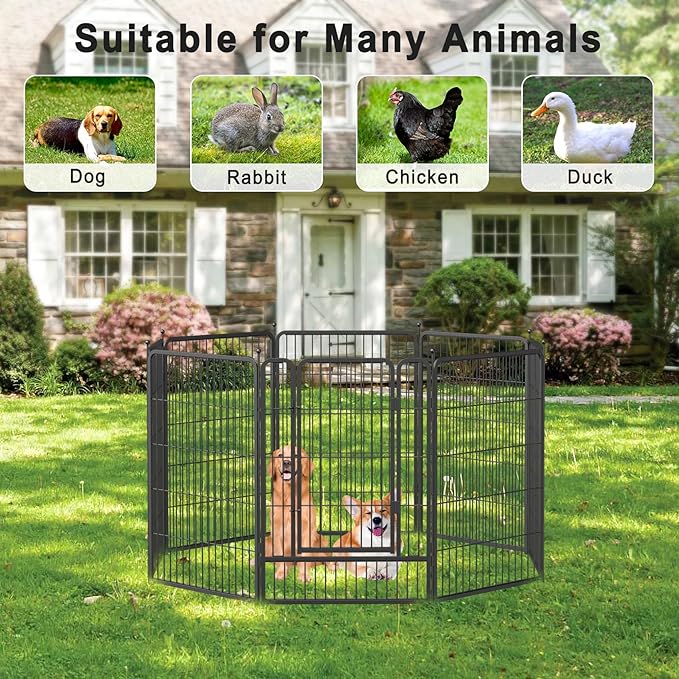 Musen Dog Playpen Indoor Outdoor, 8 Panels Dog Pen 40" Height Dog Fence Exercise Pen with Doors for Large/Medium/Small Dogs, Portable Pet Playpen for Yard, RV, Camping