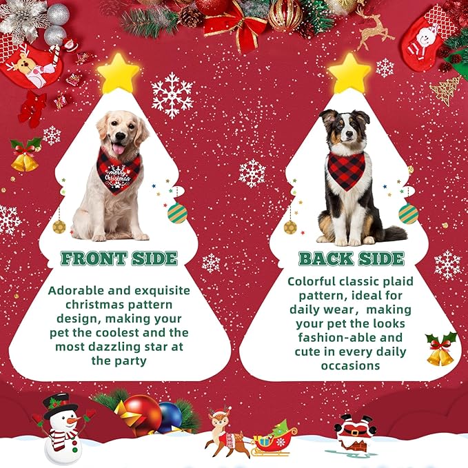 4 Pack Merry Christmas Dog Bandanas Classic Stylish Plaid Xmas Dog Christma Bandana Pet Scarf Bibs Gift Set Dogs Bandanas Christmas for Small Medium Large Puppy Pets