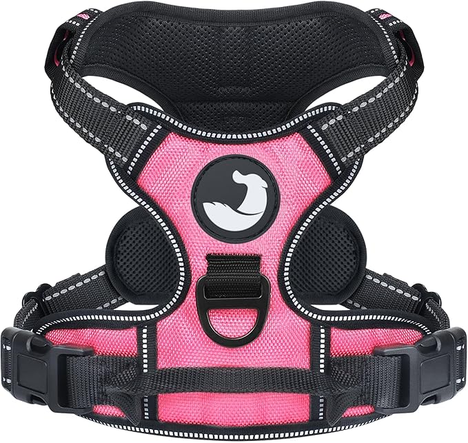 Joytale No Pull Dog Harness Medium Sized Dog, Reflective Pet Vest with Front Clip, Adjustable Soft Padded Harnesses with Easy Control Handle for Training and Walking, Pink, M