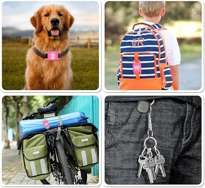 Smart Dog Tracker, Work with Apple Find My, Pet Tracking Tag with Enhanced Monitoring for Reliable Location Tracking, Not a GPS Device (Pink)