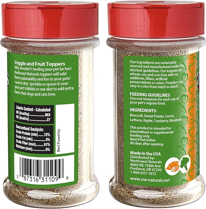 Northwest Naturals Freeze-Dried Veggie & Fruit Functional Topper - for Dogs & Cats - Healthy, Limited Ingredients, Human Grade Pet Food, All Natural - 5 Oz (Pack of 2)