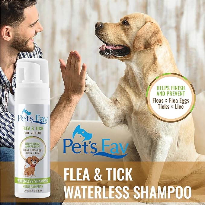 Flea and Tick Waterless Dog Shampoo - Natural Dry Foam Shampoo for Dogs and Puppies