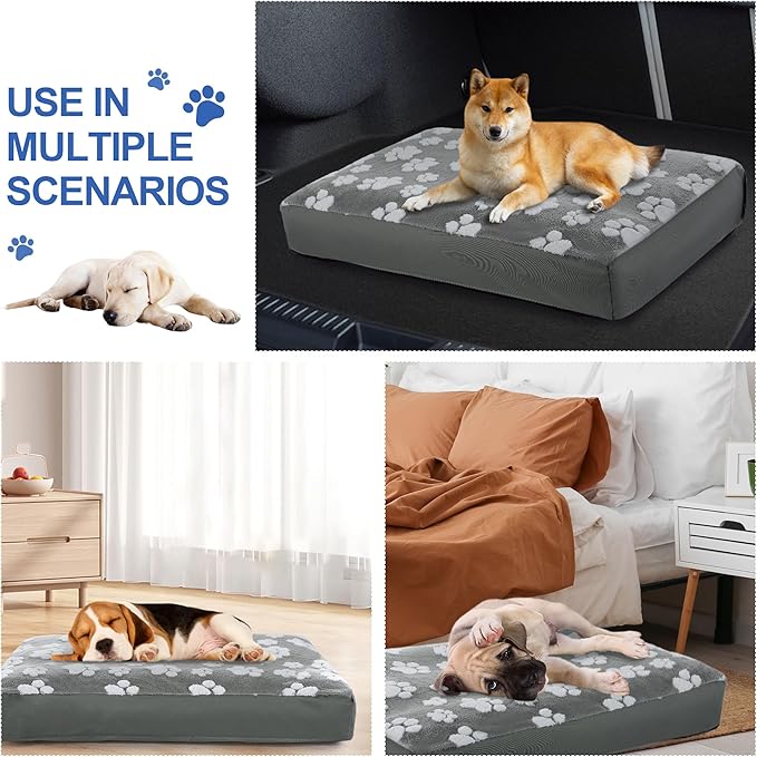 BALAPET Dog Bed Covers,Waterproof Dog Bed Cover Pet Bed Cover with Lovely Dog Paw Print and Double-Sided Usable Design,Replacement Machine Washable Pet Hair Easy to Remove,Cover Only(Gray,36*23*3.5in)