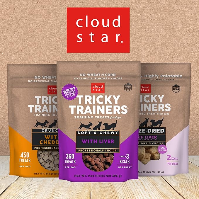 Cloud Star Tricky Trainers Chewy Dog Treats – Whole Grain Soft for Adult & Puppy