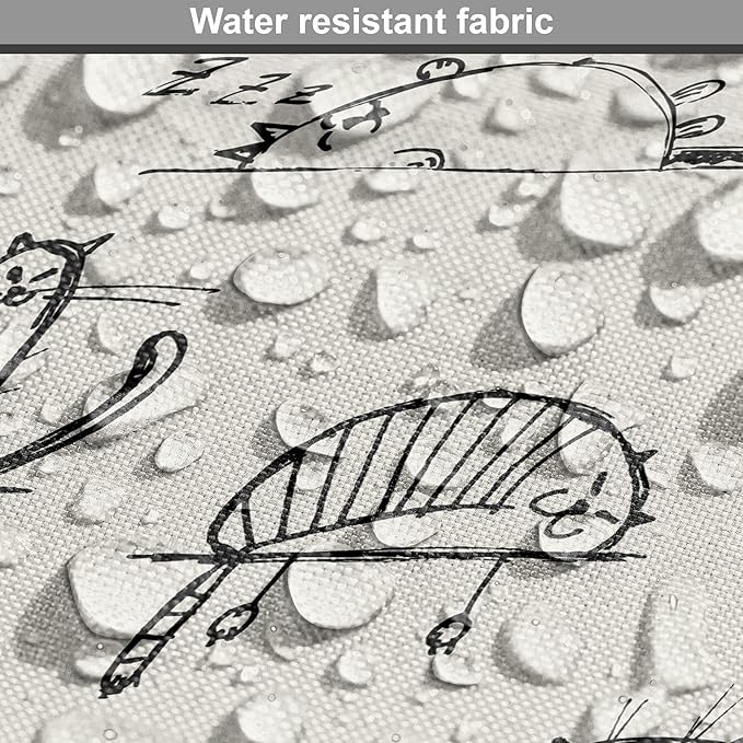 Lunarable Pet Dog Crate Cover, Funny Cat Characters Sketch Art Style Friendly Playful Kitties Lazy Fluffy Animals, Easy to Use Pet Kennel Cover for Cats & Medium Dogs, 30 Inch, Beige Black