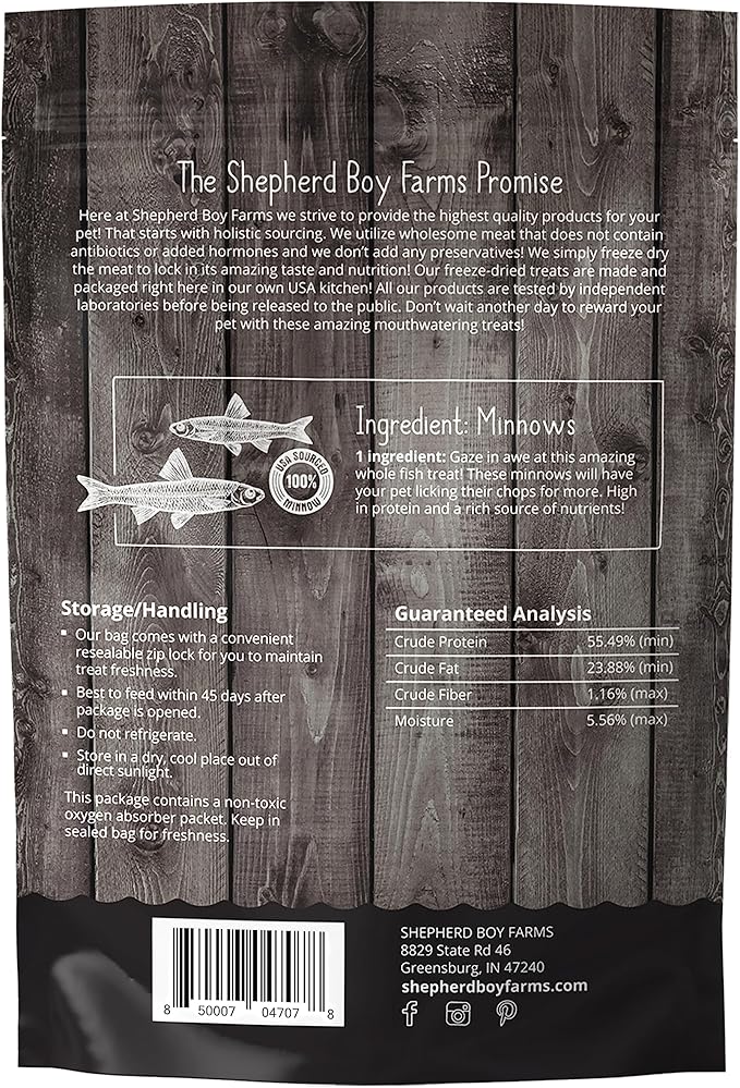 Freeze Dried Dog and Cat Treats, Minnows, All Natural Single Ingredient Freeze-Dried Dog Treat & Dog Snacks, Made in USA, High in Protein, Essential Nutrition of Raw Dog Food, 5oz