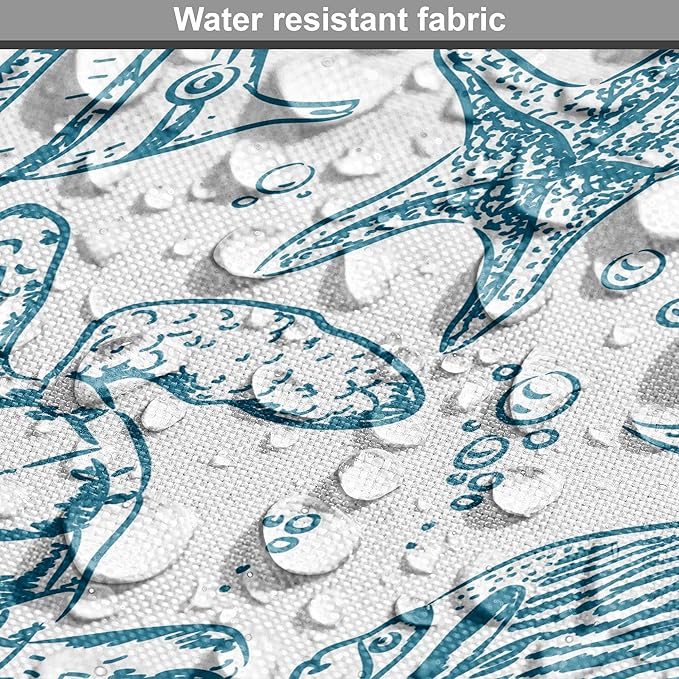 Lunarable Under The Sea Dog Crate Cover, Hand Drawn Sketch Art Style Fauna of The Sea Turtle Starfish and Fishes, Easy to Use Pet Kennel Cover for Small Dogs Puppies Kittens, 22 Inch, Blue White