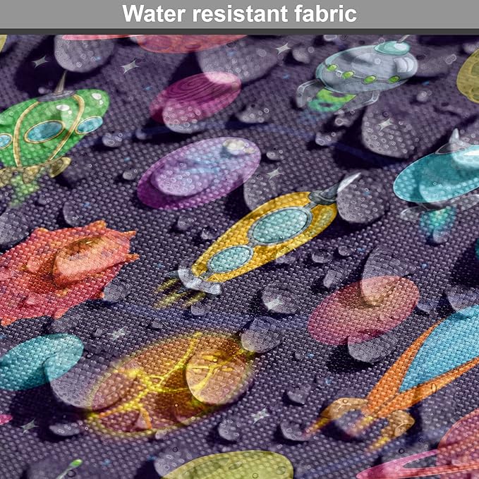 Lunarable Outer Space Dog Crate Cover, Cartoon Planets and Space Ships with Space Background Fun Science, Easy to Use Pet Kennel Cover for Medium Large Dogs, 36 Inch, Dark Blue