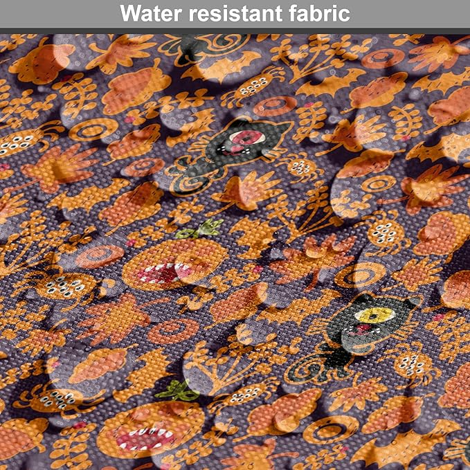 Lunarable Vintage Halloween Dog Crate Cover, Halloween Themed Elements on a Purple Background Scary Mosters, Easy to Use Pet Kennel Cover for Medium Large Dogs, 48 Inch, Dark Purple Orange