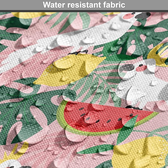 Ambesonne Summer Dog Crate Cover, Cockatoo Parrot in Exotic Forest Watermelon Slices Monstera Lemons Pattern, Easy to Use Pet Kennel Cover for Medium Large Dogs, 48 Inch, Rose and Multicolor