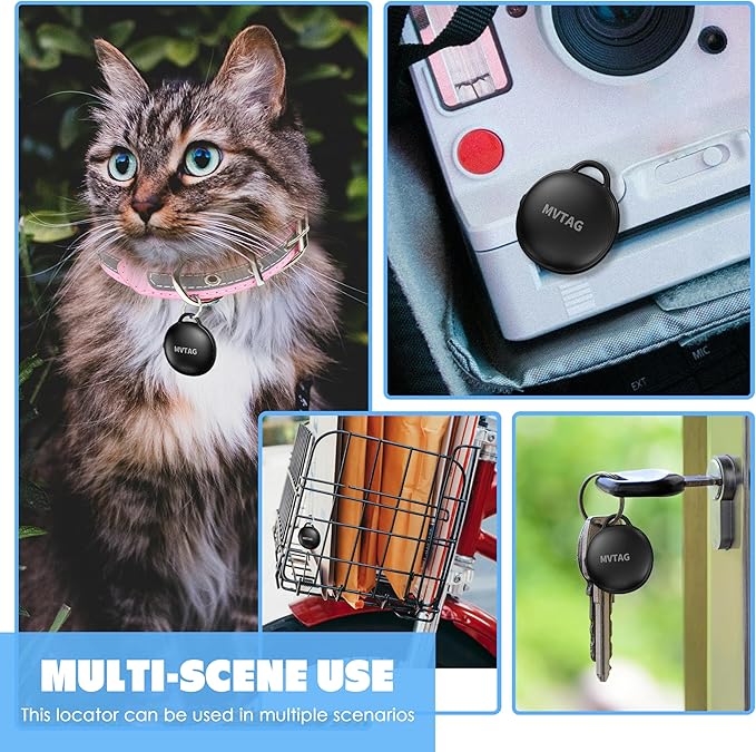 Cat Tracker GPS Collar No Monthly Fee, Real-Time Mini Pet Tracker for Small Medium Large Kittens, Reflective Waterproof Cat Tracking Collar with Bell, Indoor & Outdoor (Only for iOS)