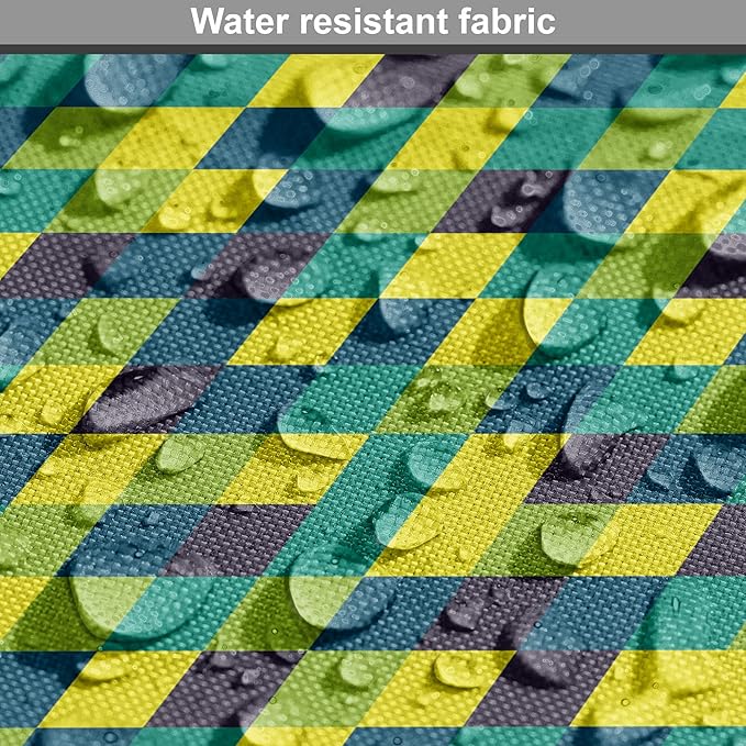 Lunarable Yellow and Blue Dog Crate Cover, Vivid Colored Squares Funky Simple Retro Style Grid Tile, Easy to Use Pet Kennel Cover for Cats & Medium Dogs, 30 Inch, Petrol Blue Lime Green