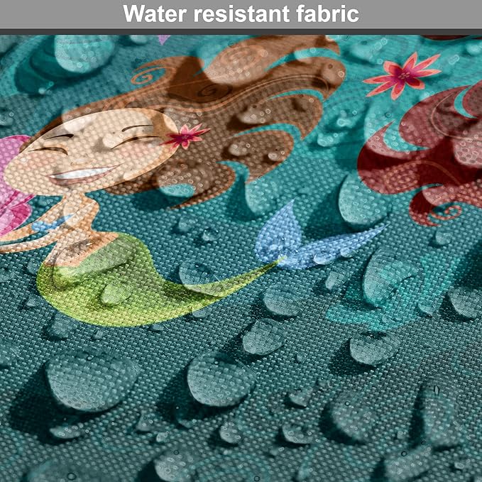 Lunarable Mermaid Dog Crate Cover, Smiling Happy Cheerful Mermaids with Seashells Scallops Exotic Waters Spirals, Easy to Use Pet Kennel Cover for Medium Large Dogs, 42 Inch, Teal Multicolor