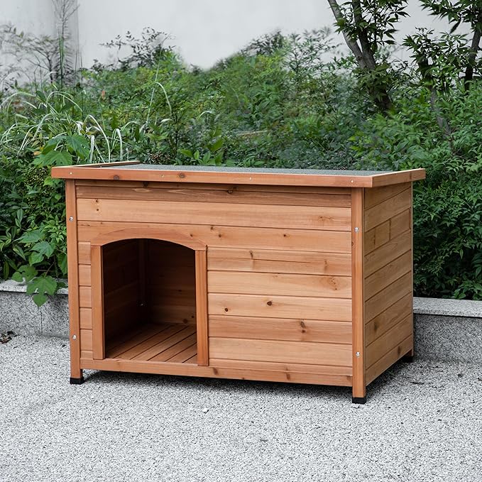 TAKUKA Outdoor Wooden Dog House for Small Medium Large Sized Dogs,Extra Waterproof Durable Dog Kennel with Wooden Floor for Garden Backyard Farm (40" W x 26" D x 28" H)