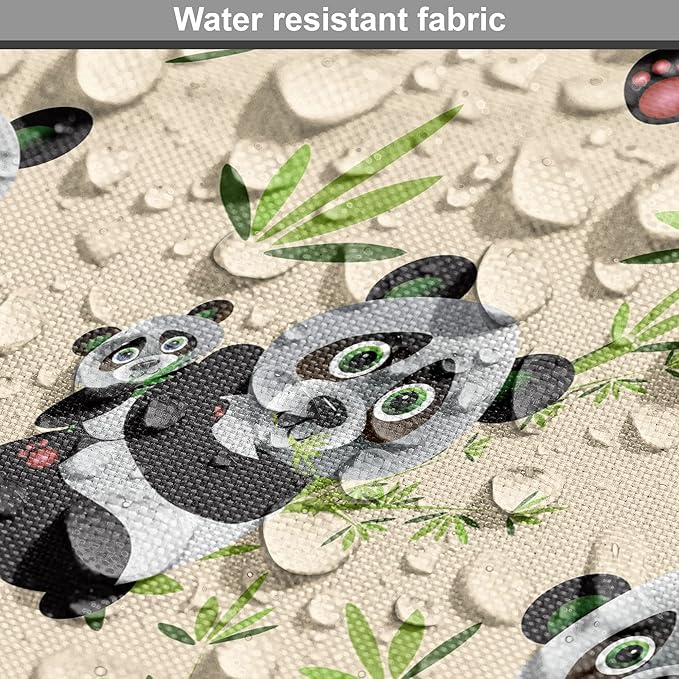 Lunarable Panda Dog Crate Cover, Asian Bear Cartoon Animal Eating Leaves Branches Wild Life Animal, Easy to Use Pet Kennel Cover for Small Dogs Puppies Kittens, 18 Inch, Apple Green Black and Ivory