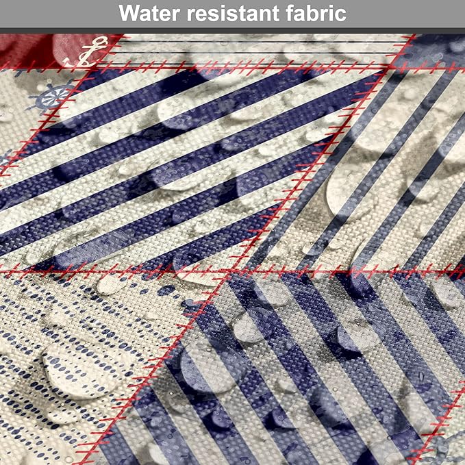 Lunarable Geometric Dog Crate Cover, Checkered Pattern Pale Nautical Design Elements Grunge Effect, Easy to Use Pet Kennel Cover for Medium Large Dogs, 42 Inch, Navy Blue Beige