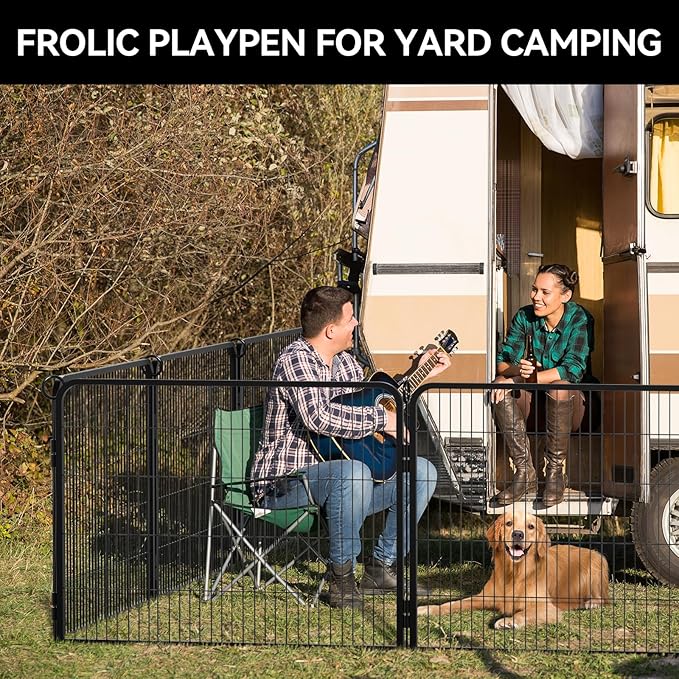 PJYuCien Dog Playpen Plus Storage Bag for Camping, 38" H Dog Pen with Extra Hard Bottom and Top,Heavy Duty Puppy Playpen for Puppies/Small/Medium Dogs, 8 Panels