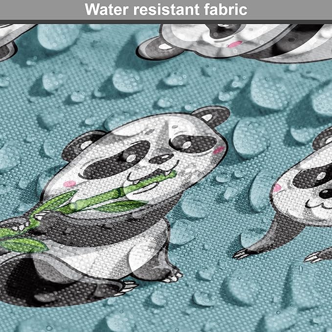 Lunarable Panda Dog Crate Cover, Cartoon Style Pandas Eating Branches Bear Poses in Sleeping and Rolling, Easy to Use Pet Kennel Cover for Medium Large Dogs, 48 Inch, Petrol Blue and Black