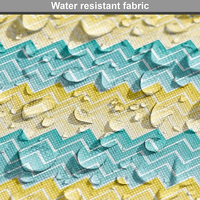 Lunarable Yellow and Blue Dog Crate Cover, Horizontal Chevron Motifs Zigzag Lines Pattern Ombre Inspired Design, Easy to Use Pet Kennel Cover for Medium Large Dogs, 48 Inch, Aqua Mustard