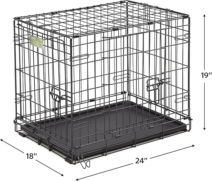 Midwest Homes for Pets 1524DD-KIT 2 Door iCrate Pet Bed, Cover & 2 Bowls, 24" Kit/Small Dog Breed
