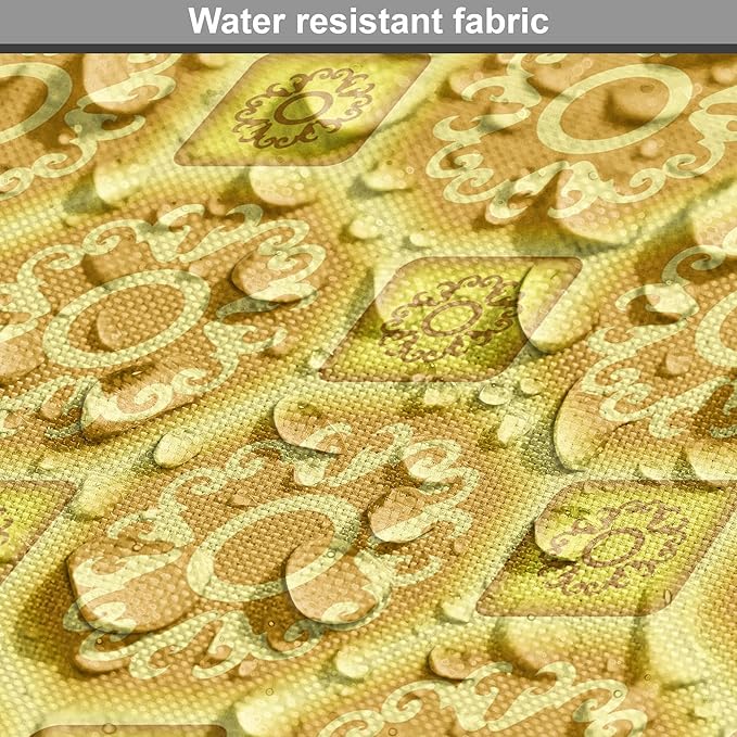 Lunarable Mustard Dog Crate Cover, Exotic Ornate Style Baroque Inspired Tiles Portuguese Culture Design Print, Easy to Use Pet Kennel Cover for Medium Large Dogs, 42 Inch, Earth Yellow