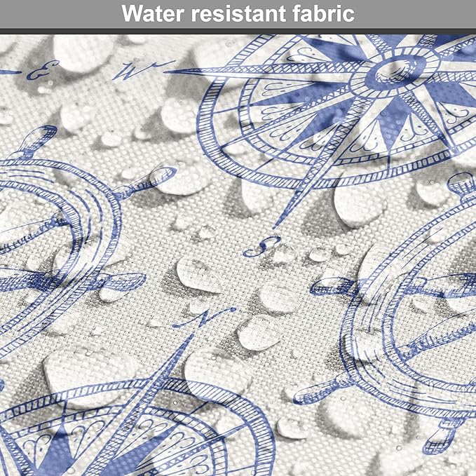 Ambesonne Nautical Dog Crate Cover, Marine Theme Wheel and Compass Motifs Sailing Objects Hand Drawn Ship Steering, Easy to Use Pet Kennel Cover for Medium Large Dogs, 48 Inch, White and Blue