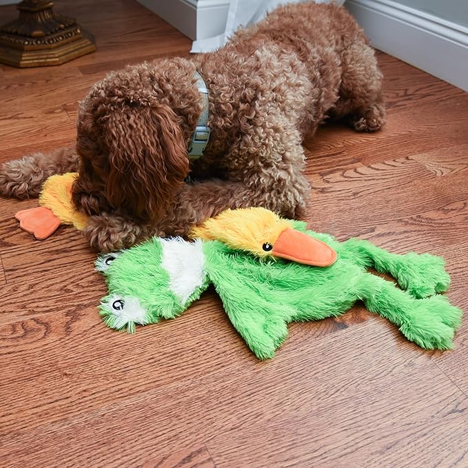 FGA MARKETPLACE Frog-Grey Rabbit- Duck Flat NO Stuffing NO Squeak Plush Dog Toy, Funny Style Will Entertain Your Dog for Hours, Recommended for Small and Medium Dog 21 INCH Long