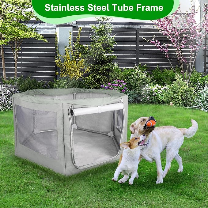 Makerfire Dog Playpen 37 × 32 Inch, Puppy Playpen with Gate for Small Dog/Cat, Pet playpen Tent Kennel Crate for Indoor/Outdoor, Sturdy Safe and Moisture Resistant