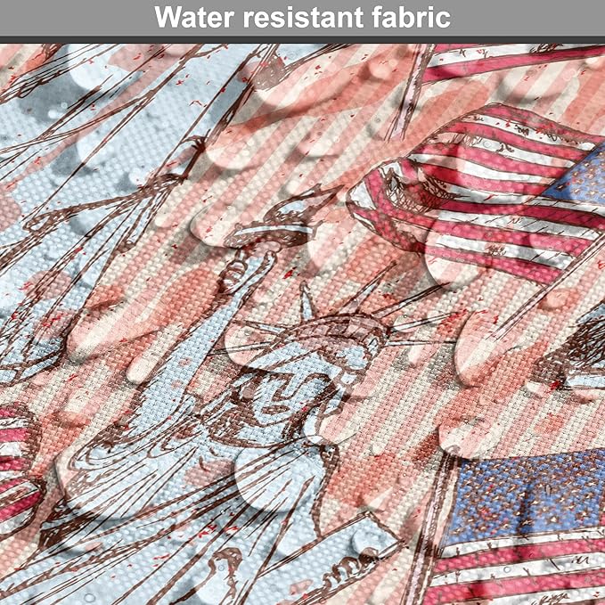 Ambesonne USA Dog Crate Cover, United States America Liberty Rhythmic Print, Easy to Use Pet Kennel Cover for Cats & Medium Dogs, 24 Inch, Coral Multicolor