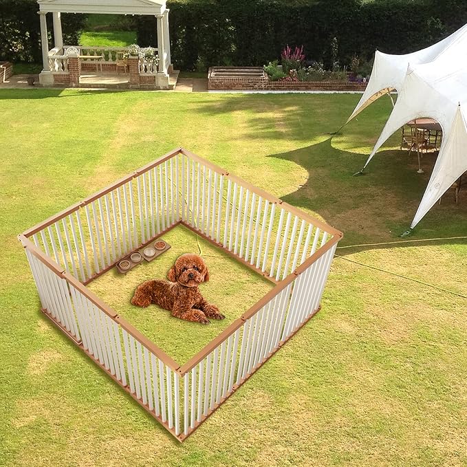 Dog Playpen Foldable Metal Pet Pen Fence Pet Door 8 Panels for Medium/Small Dogs, Indoor & Outdoor,Portable Pet Playpen for Camping, Yard and RV