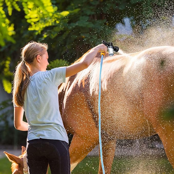 6 Pieces Dog Wash Hose Attachment with Soap Dispenser Pet Bathing Tool Set Dog Comb Brush for Pet Washing(8.27 x 4.72 x 5.51 Inch,Black)