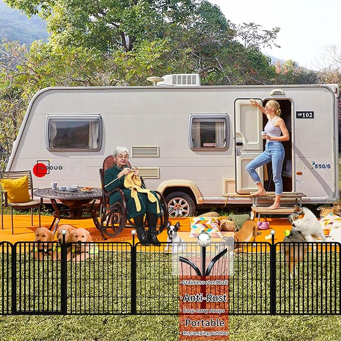 Puppy Playpen Indoor/Outdoor,24'' Portable Dog Playpen with Easy-Carry Straps,6 Panels Dog Pen Play Pen for Small Dogs,Rustproof Pet Playpen for Camping RV Yard(with One Door)