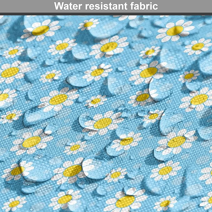 Lunarable Yellow and Blue Dog Crate Cover, Graphic Daisies Chamomiles Summer Nature Pattern with Dots, Easy to Use Pet Kennel Cover for Cats & Medium Dogs, 24 Inch, Aqua Marigold White