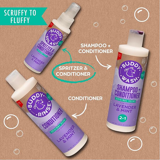 Buddy Splash Spritzer & Conditioner for Dog Grooming, Lavender & Mint, 4 Oz. Bottle