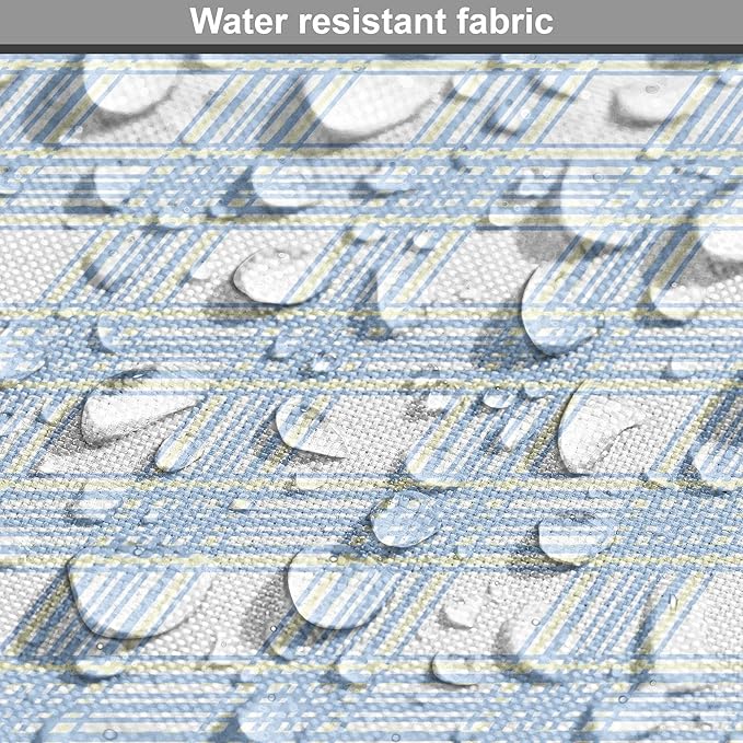 Lunarable Plaid Dog Crate Cover, Geometrical Striped Old Fashioned Pattern Pastel Colors Country, Easy to Use Pet Kennel Cover for Medium Large Dogs, 42 Inch, Pale Blue Yellow White