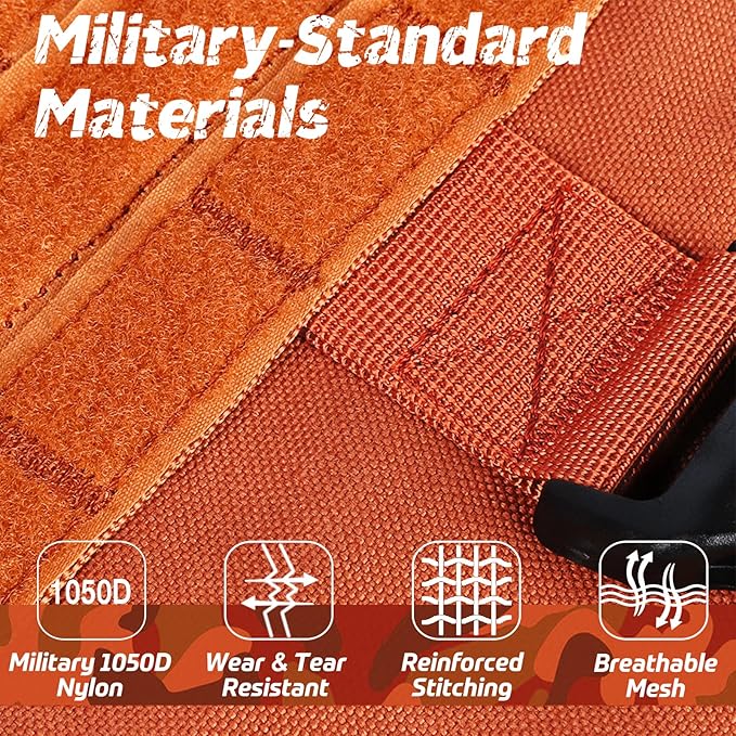 rabbitgoo Tactical Dog Harness for Large Dogs, Heavy Duty Dog Harness with Handle, No-Pull Service Dog Vest Large Breed, Adjustable Military Dog Vest Harness for Training Hunting Walking, Orange, XL