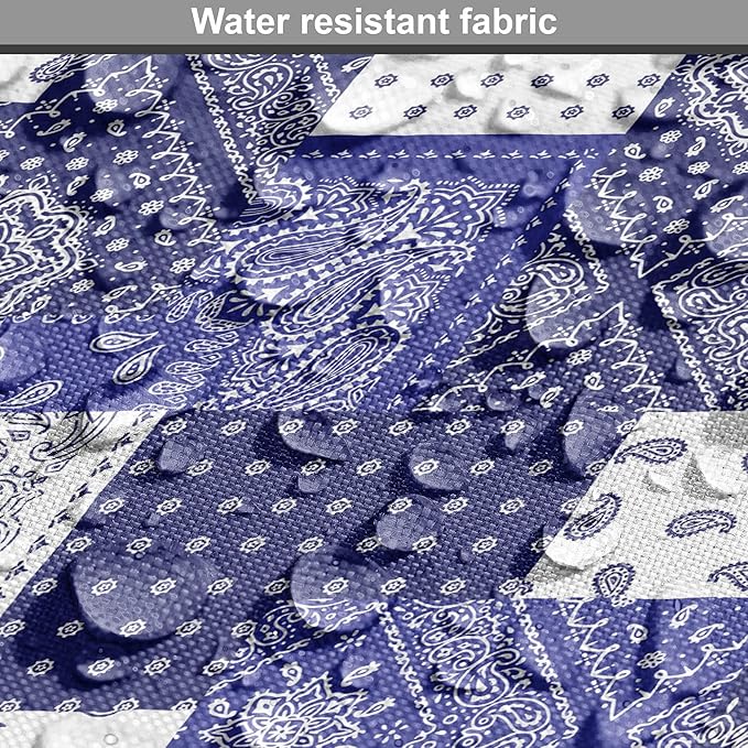 Lunarable Geometric Dog Crate Cover, Eastern Inspirations Canonical Paisley and Floral Composition Squares, Easy to Use Pet Kennel Cover for Small Dogs Puppies Kittens, 22 Inch, Dark Blue Cobalt Blue