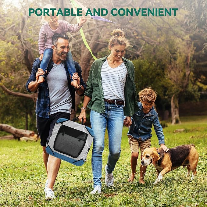 YITAHOME Collapsible Dog Crate, 4-Door Portable Travel Dog Crate with Durable Mesh Windows, Foldable Soft Dog Crate Kennel for Indoor & Outdoor(20" L x 13" W x 15" H)