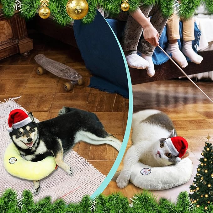 Cat Pillow, Dog Pillow, Claming Pillows for Small Dogs and Cats, Joint Relief Sleeping Improve Pet Neck Pillow, Deep Sleep Fluffy & Cozy Pet Calming Toy,Machine Washable(2 Pack(Blue&Yellow))