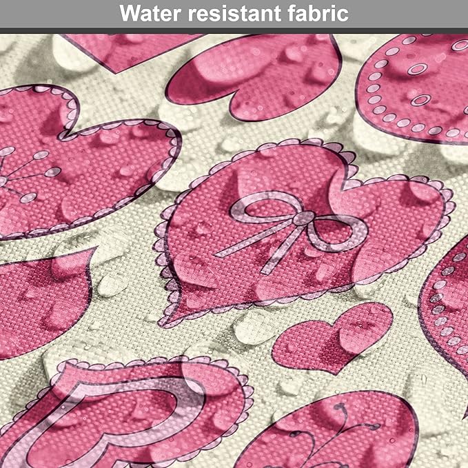 Lunarable Hearts Dog Crate Cover, Valentines Day Inspired Heart Designs with Various Styles Curved Lines Flowers Bows, Easy to Use Pet Kennel Cover for Small Dogs Puppies Kittens, 18 Inch, Cream Pink