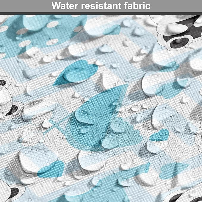 Lunarable Panda Dog Crate Cover, Chinese Bears with Stroller and Dotted Hearts on Chevron Background, Easy to Use Pet Kennel Cover for Medium Large Dogs, 42 Inch, Pale Blue Black Blue