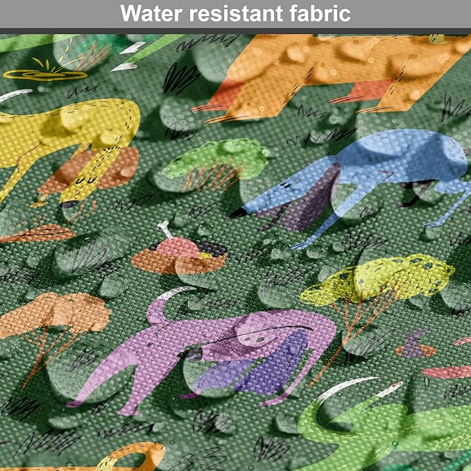 Ambesonne Dog Dog Crate Cover, Illustration of Various Colorful Animals Assorted Cartoon Style Pets, Easy to Use Pet Kennel Cover for Cats & Medium Dogs, 24 Inch, Hunter Green Multicolor